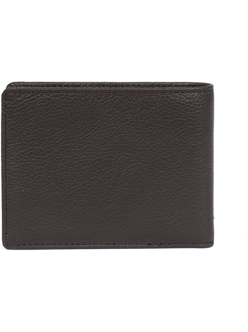 Portafoglio italiano - 1 scomparto - stop rfid - pelle di vitello confort hexagona Marrone scuro - Kiabi