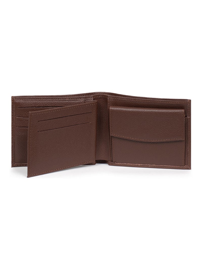 Portafoglio italiano - 2 scomparti - pelle confort hexagona Marrone cioccolato - Kiabi