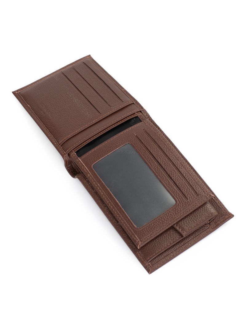 Portafoglio italiano - 2 scomparti - pelle confort hexagona Marrone cioccolato - Kiabi