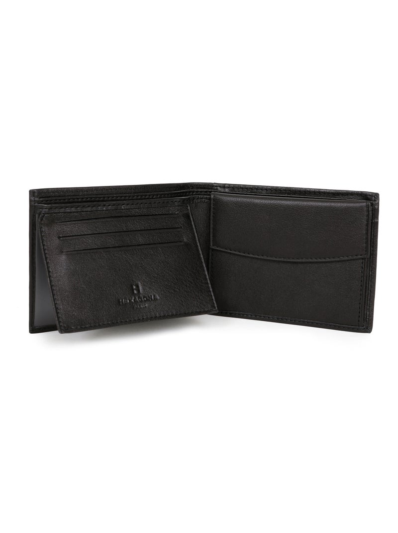 Portafoglio italiano - 2 scomparti - pelle soft hexagona Nero - Kiabi