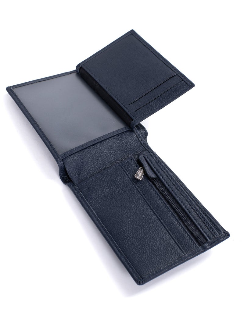 Portafoglio italiano - 2 scomparti - stop rfid - pelle confort hexagona Blu marino - Kiabi