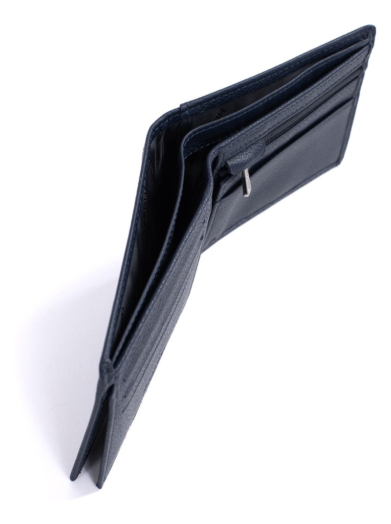 Portafoglio italiano - 2 scomparti - stop rfid - pelle confort hexagona Blu marino - Kiabi