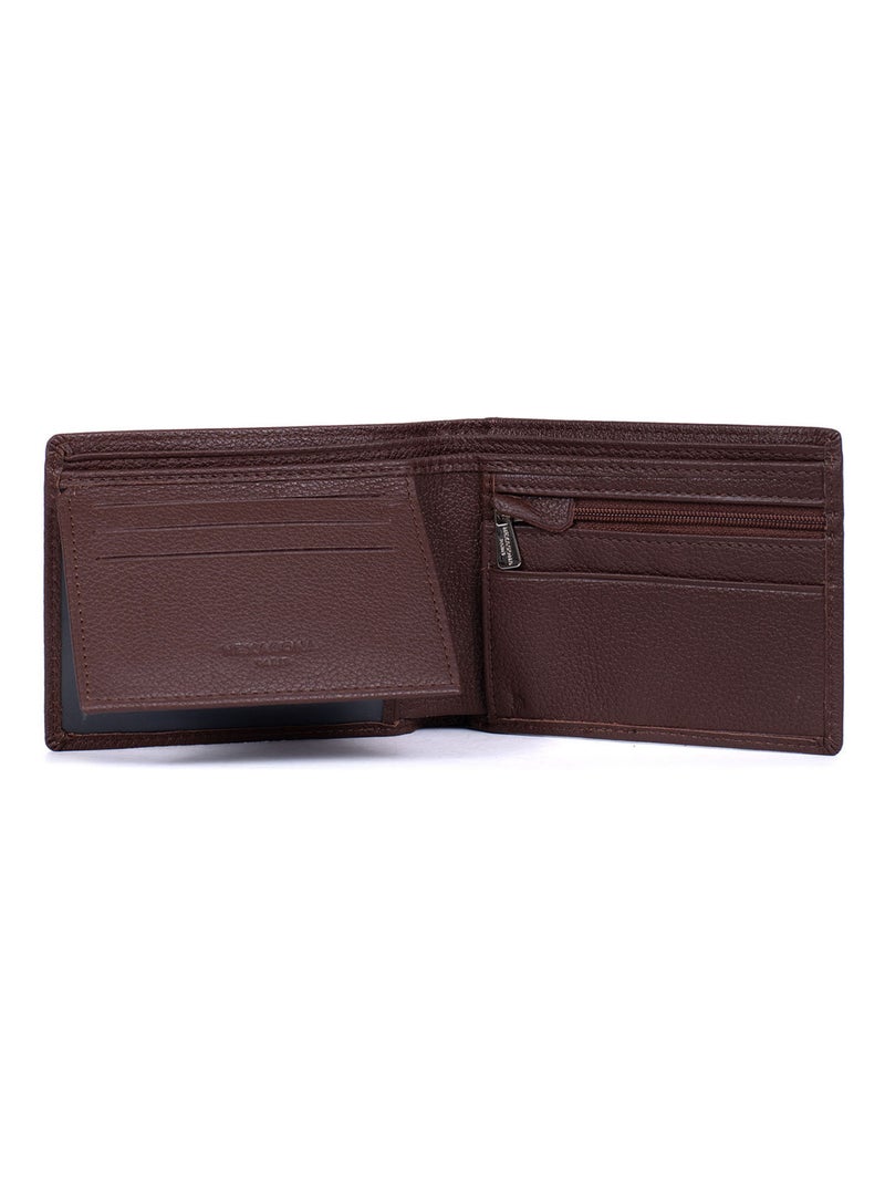 Portafoglio italiano - 2 scomparti - stop rfid - pelle confort hexagona Marrone cioccolato - Kiabi