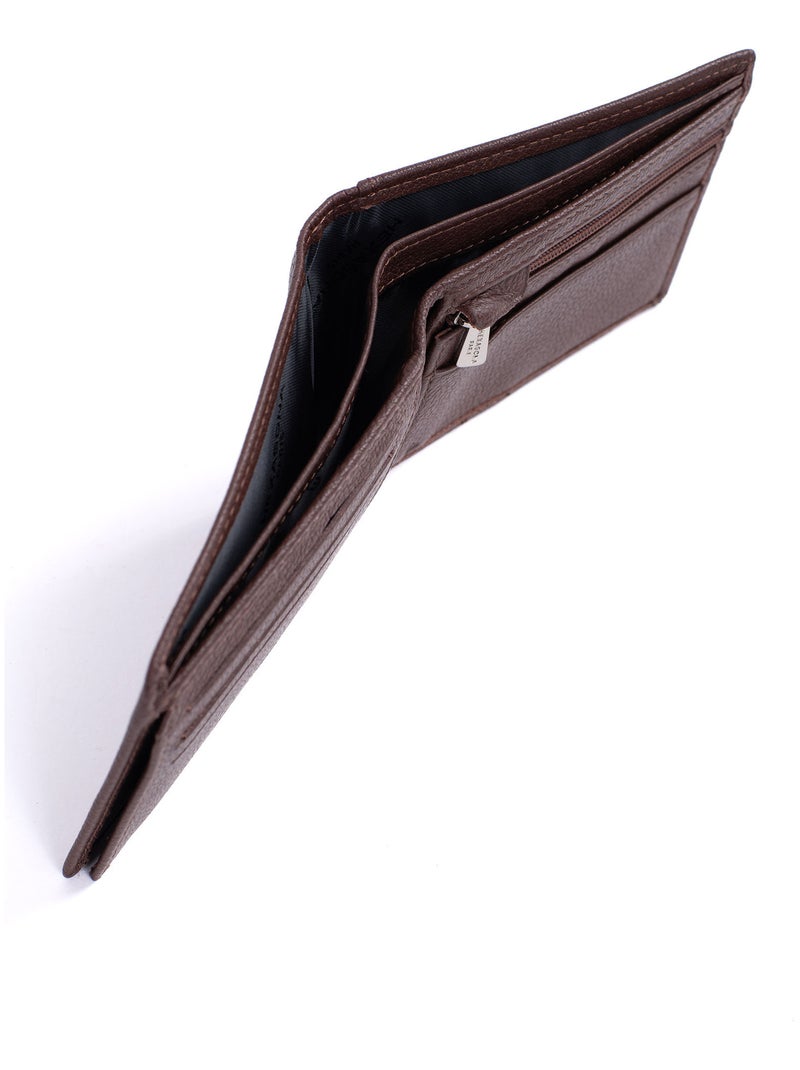 Portafoglio italiano - 2 scomparti - stop rfid - pelle confort hexagona Marrone cioccolato - Kiabi