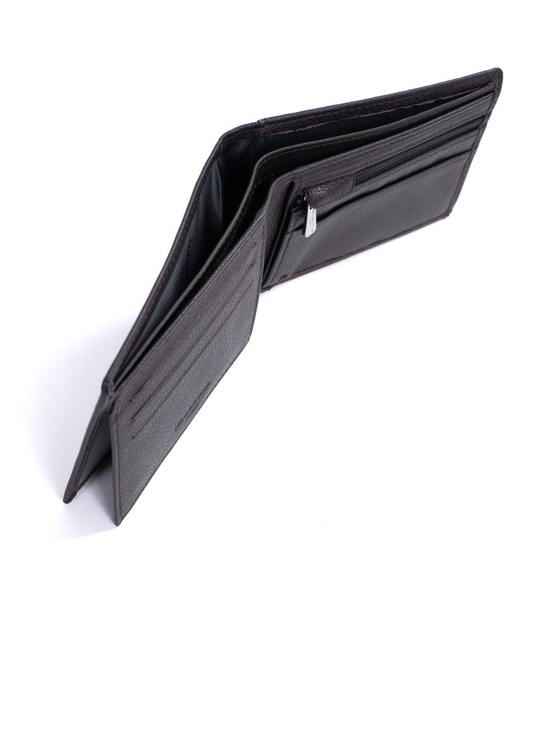 Portafoglio italiano - 2 scomparti - stop rfid - pelle confort hexagona Marrone scuro - Kiabi