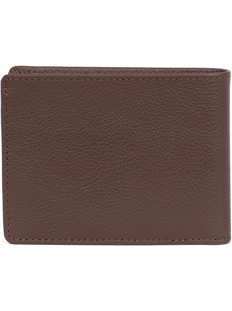 Portafoglio italiano - 2 scomparti - stop rfid - pelle di vitello confort hexagona Marrone cioccolato - Kiabi