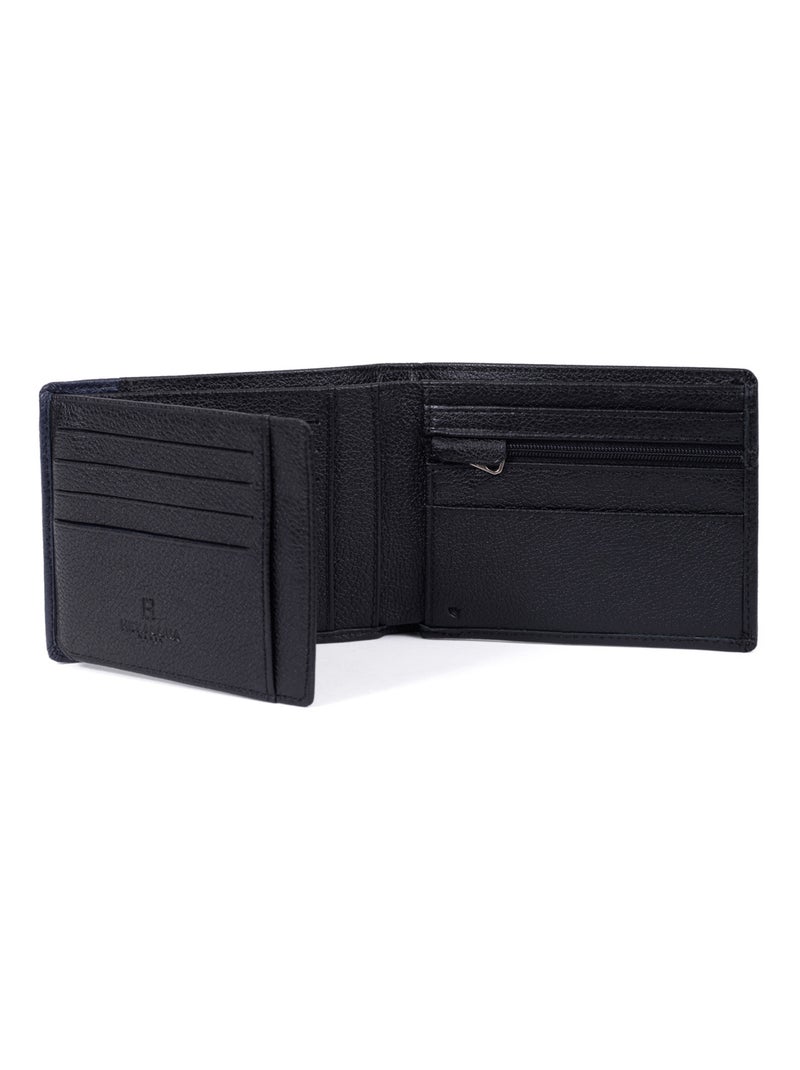 Portafoglio italiano - 2 scomparti - stop rfid - pelle duo hexagona Nero Blu - Kiabi