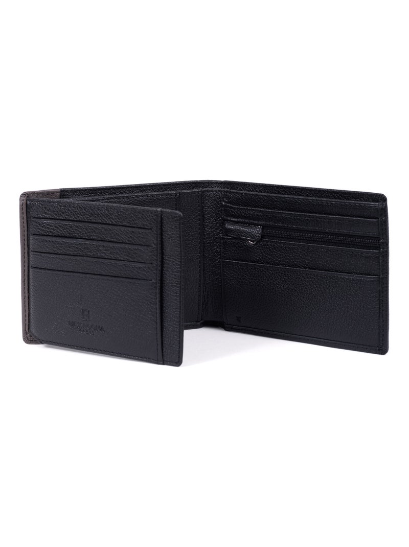 Portafoglio italiano - 2 scomparti - stop rfid - pelle duo hexagona Nero Grigio - Kiabi
