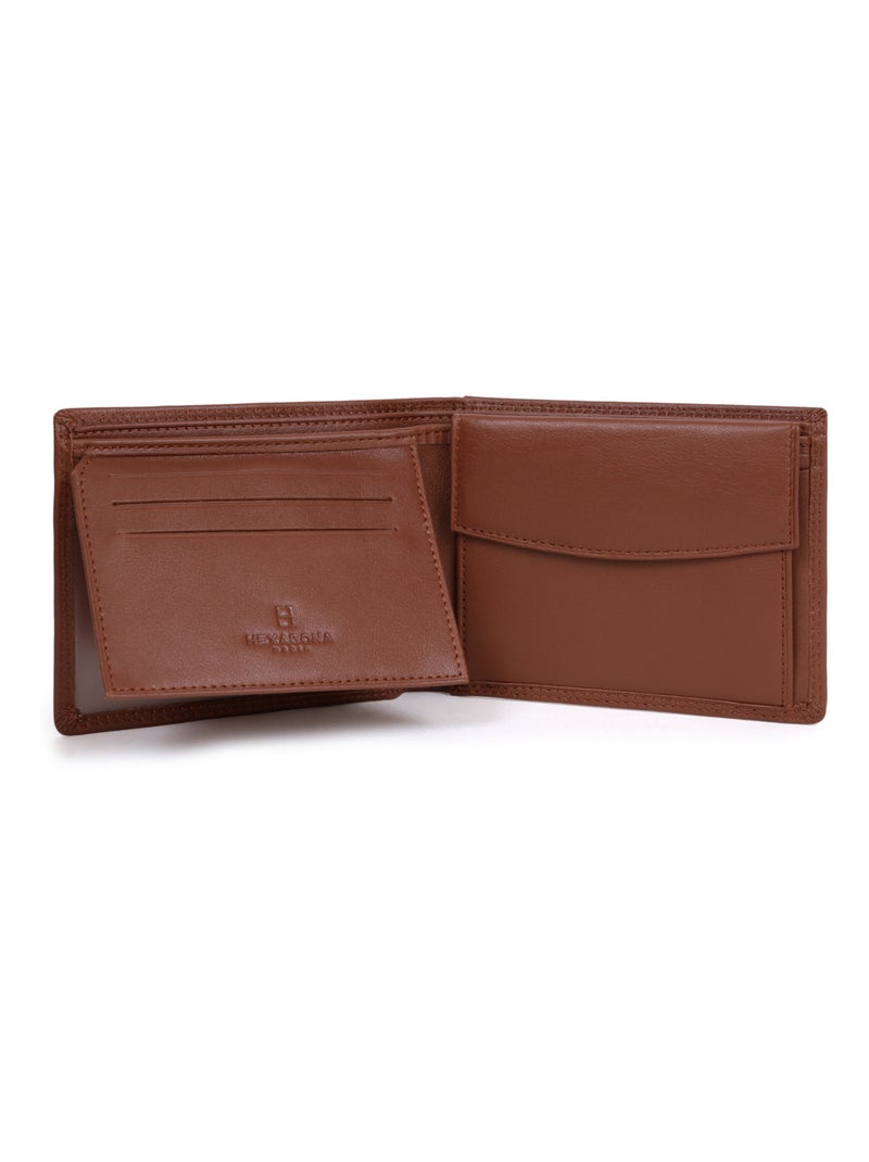 Portafoglio italiano - 2 scomparti - stop rfid - pelle sensation hexagona Cognac - Kiabi