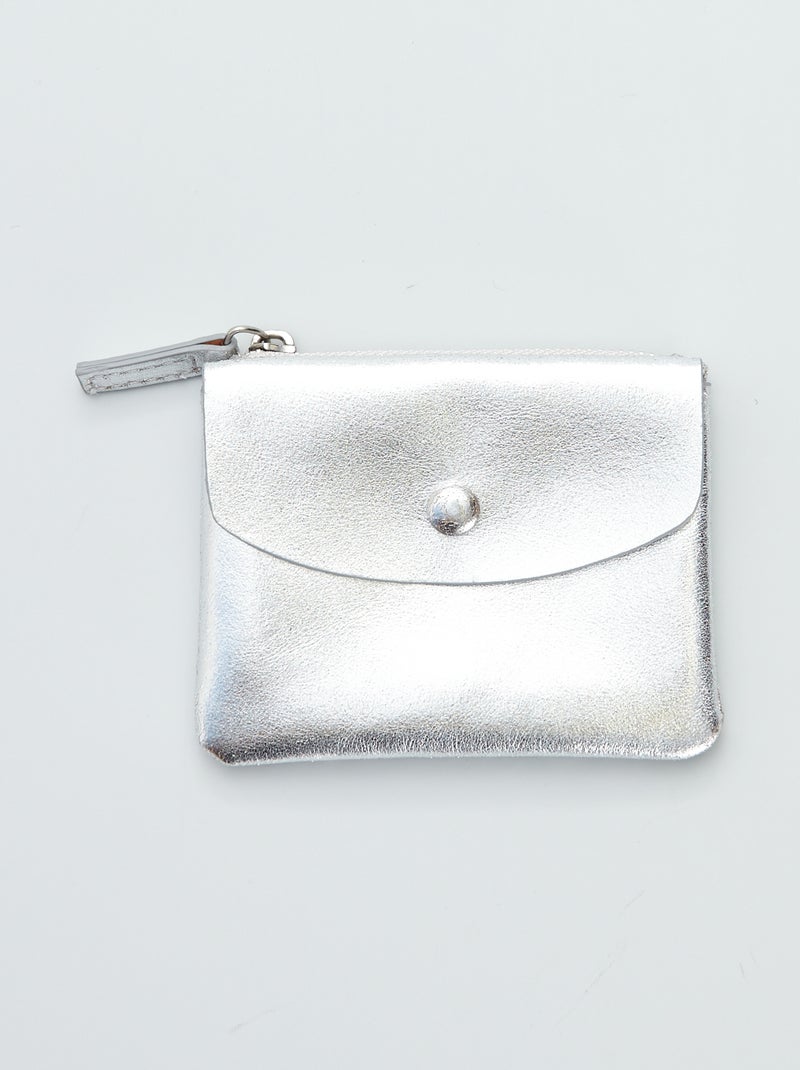 Portamonete con zip e patta GRIGIO - Kiabi