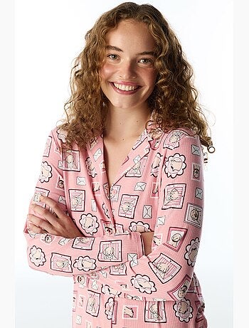 Postcard pigiama con camicia e pantaloni a costine, maniche lunghe penti