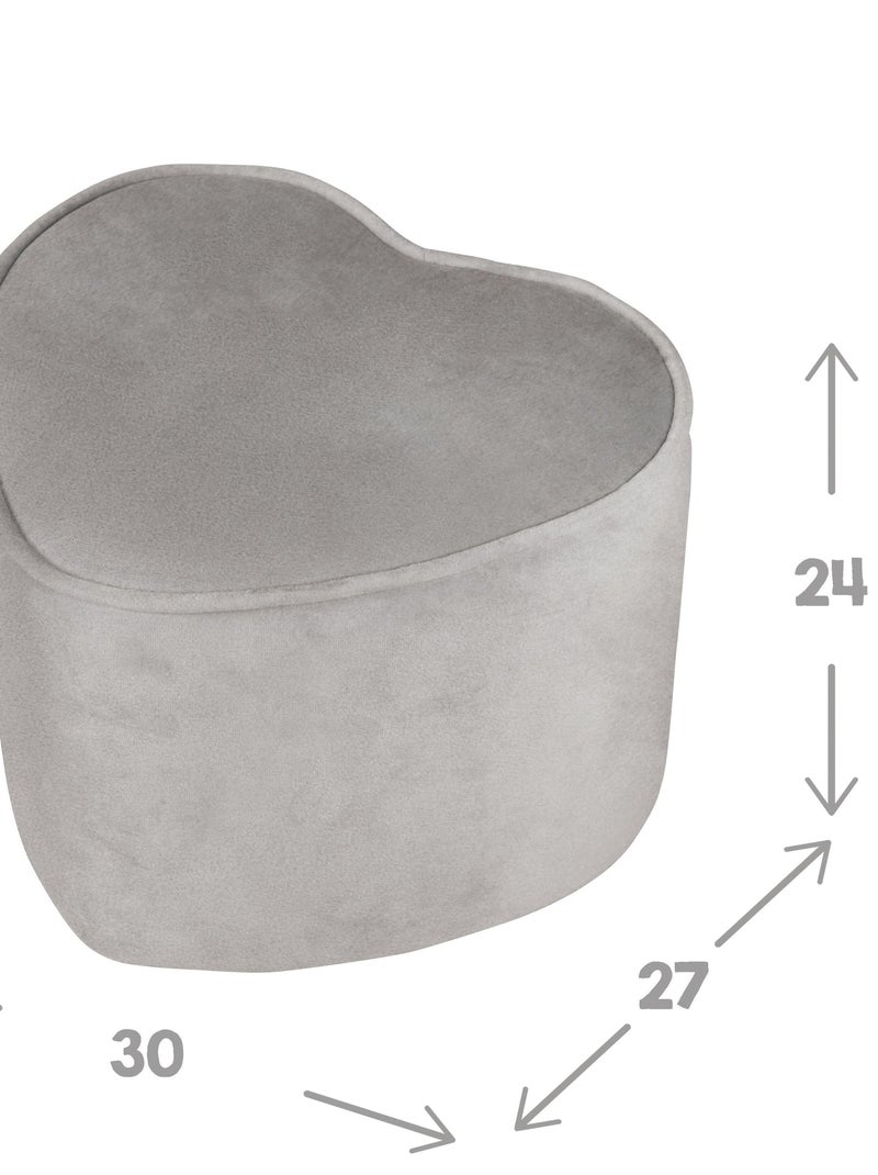 Pouf a cuore in velluto morbido per bambini – ROBA "Lil Sofa" Grigio - Kiabi