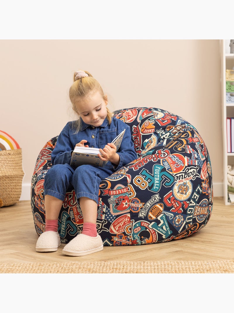 Pouf classico grande per bambini da interno ed esterno con stampa divertente - icon Nero Multicolore - Kiabi