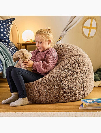 Pouf classico grande per bambini in morbido tessuto effetto peluche -icon