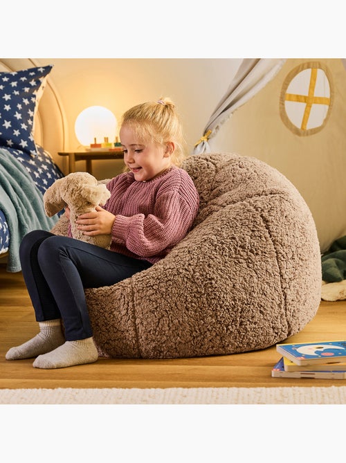 Pouf classico grande per bambini in morbido tessuto effetto peluche -icon - Kiabi