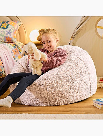 Pouf classico grande per bambini in morbido tessuto effetto peluche -icon