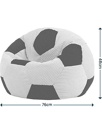 Pouf classico grande per bambini in velluto a coste con stampa calcio - icon