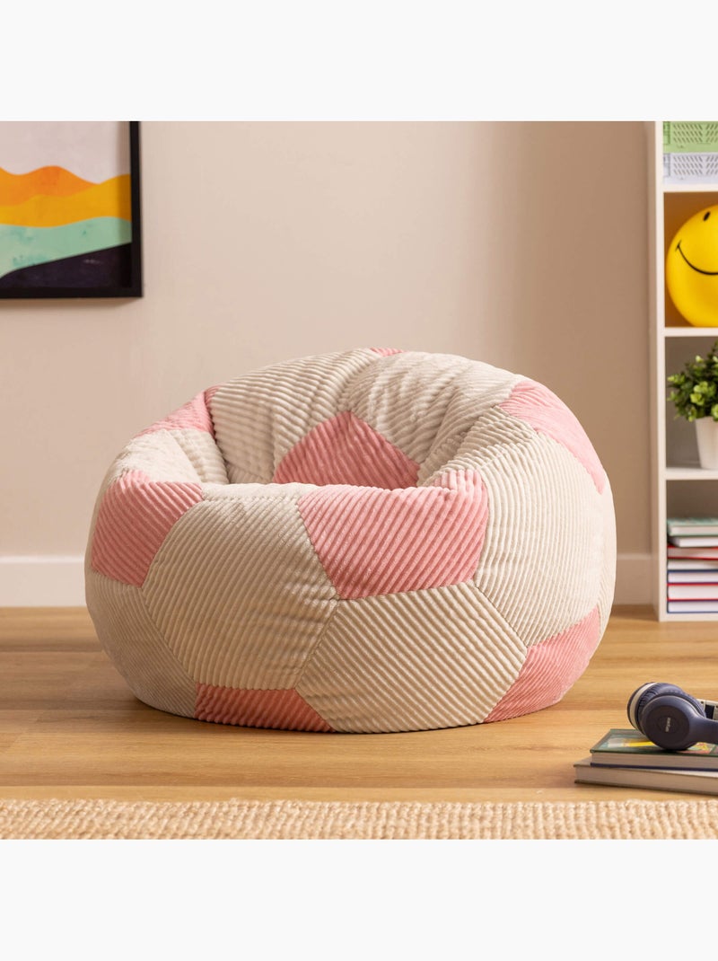 Pouf classico grande per bambini in velluto a coste con stampa calcio - icon Bianco Rosa - Kiabi
