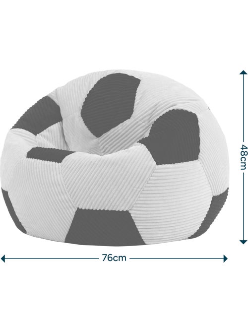 Pouf classico grande per bambini in velluto a coste con stampa calcio - icon - Kiabi