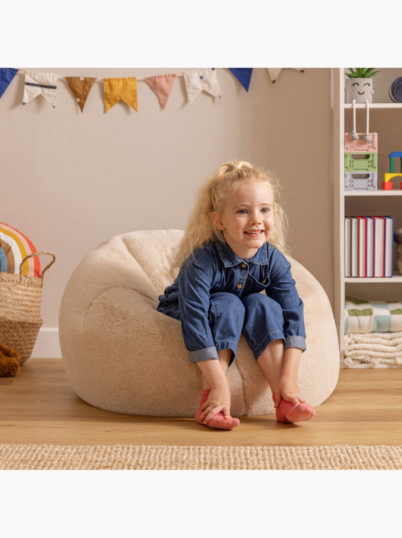 Pouf classico per bambini in pelliccia sintetica - icon Beige - Kiabi