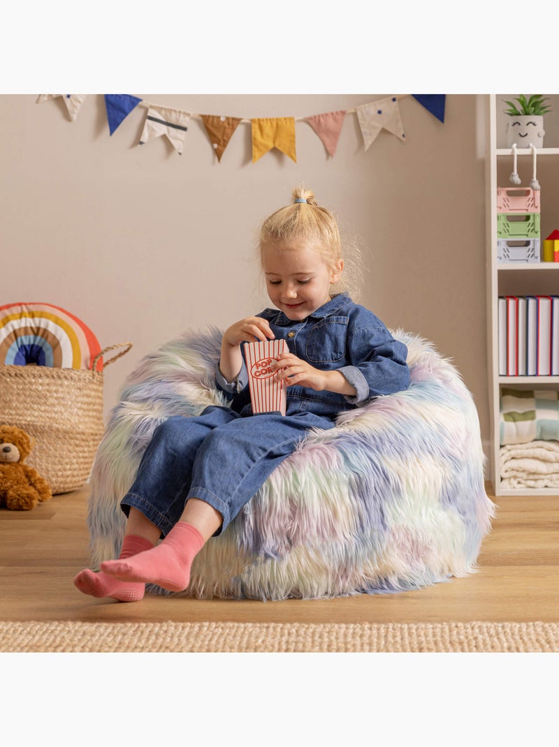 Pouf classico per bambini in pelliccia sintetica - icon Blu Rosa Bianco - Kiabi