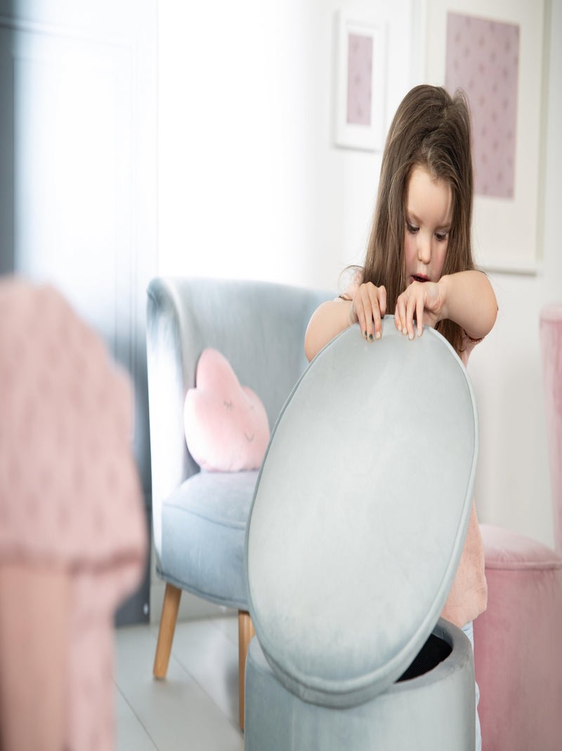 Pouf contenitore ovale in velluto – ROBA "Lil Sofa" Blu chiaro - Kiabi