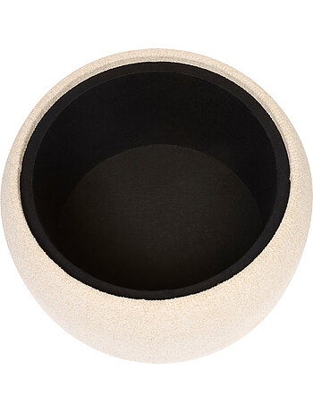 Pouf contenitore rotondo in legno con rivestimento bouclé