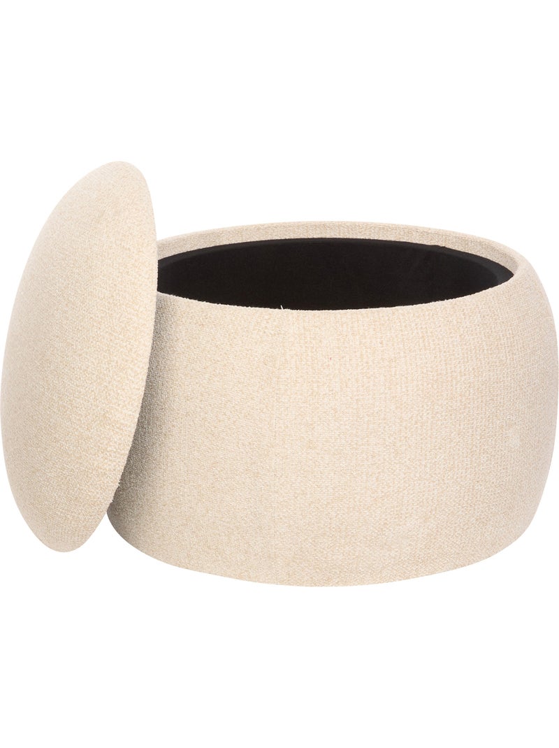 Pouf contenitore rotondo in legno con rivestimento bouclé Beige - Kiabi