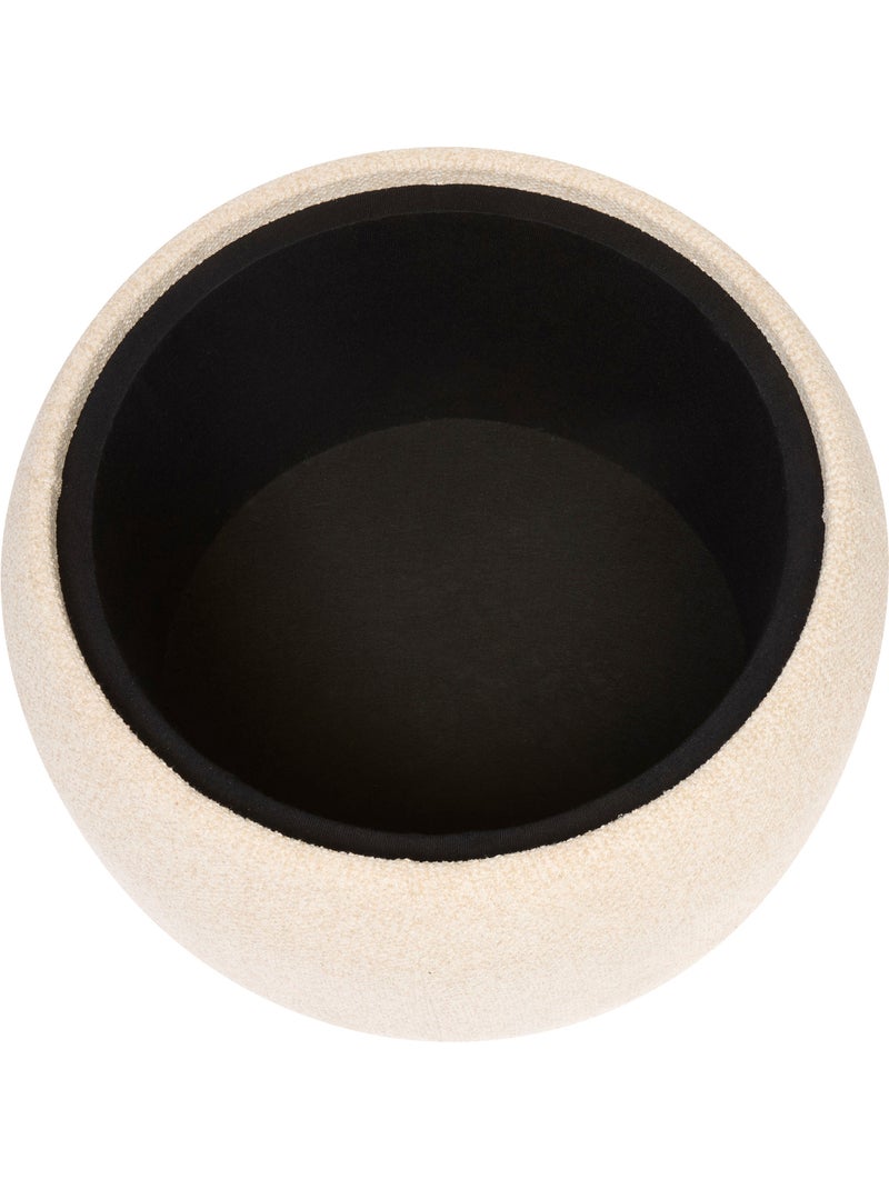 Pouf contenitore rotondo in legno con rivestimento bouclé Beige - Kiabi