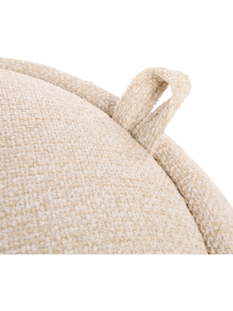 Pouf contenitore rotondo in legno con rivestimento bouclé Beige - Kiabi