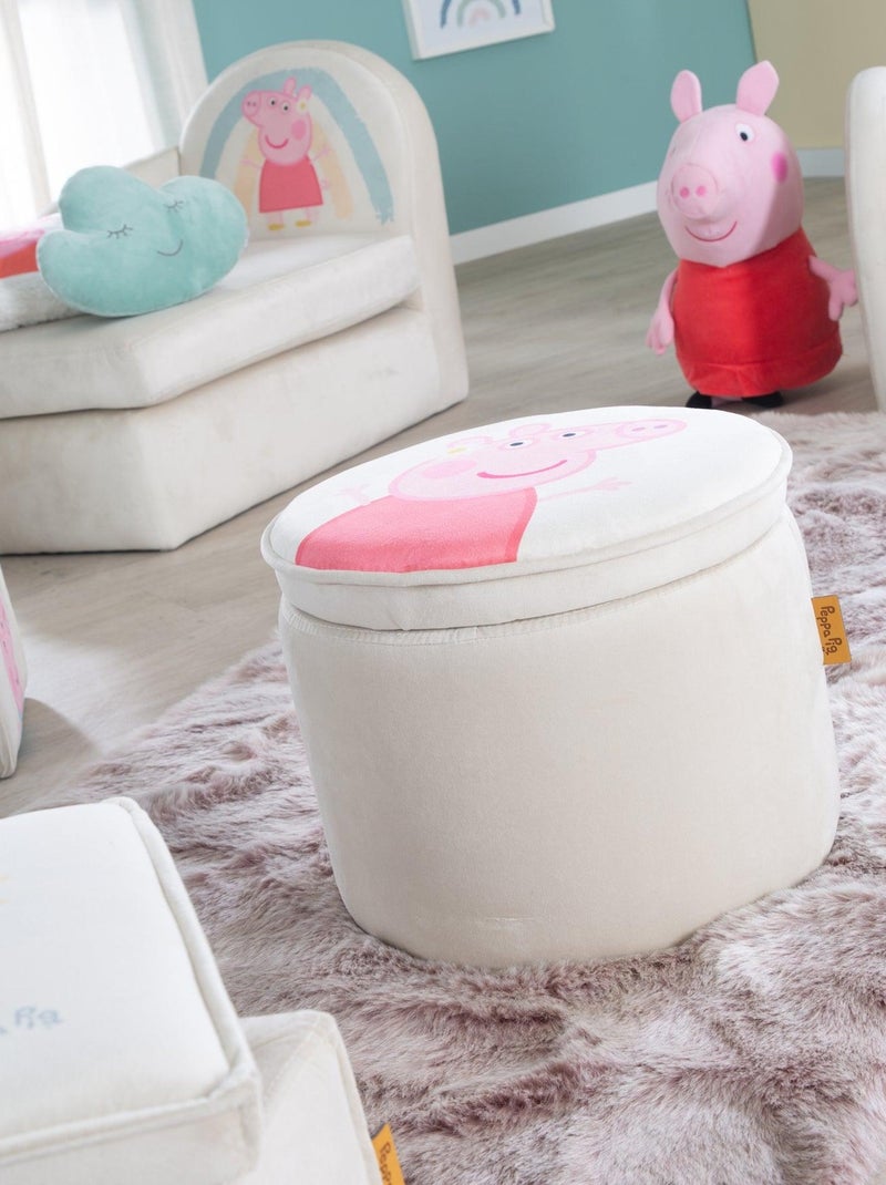 Pouf contenitore rotondo in velluto "Roba Peppa Pig" Beige - Kiabi