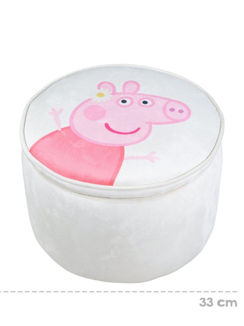 Pouf contenitore rotondo in velluto "Roba Peppa Pig" Beige - Kiabi