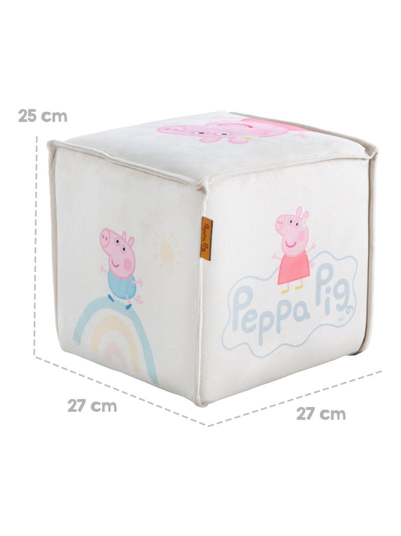Pouf cubo in velluto morbido per bambini "Roba Peppa Pig" Beige - Kiabi