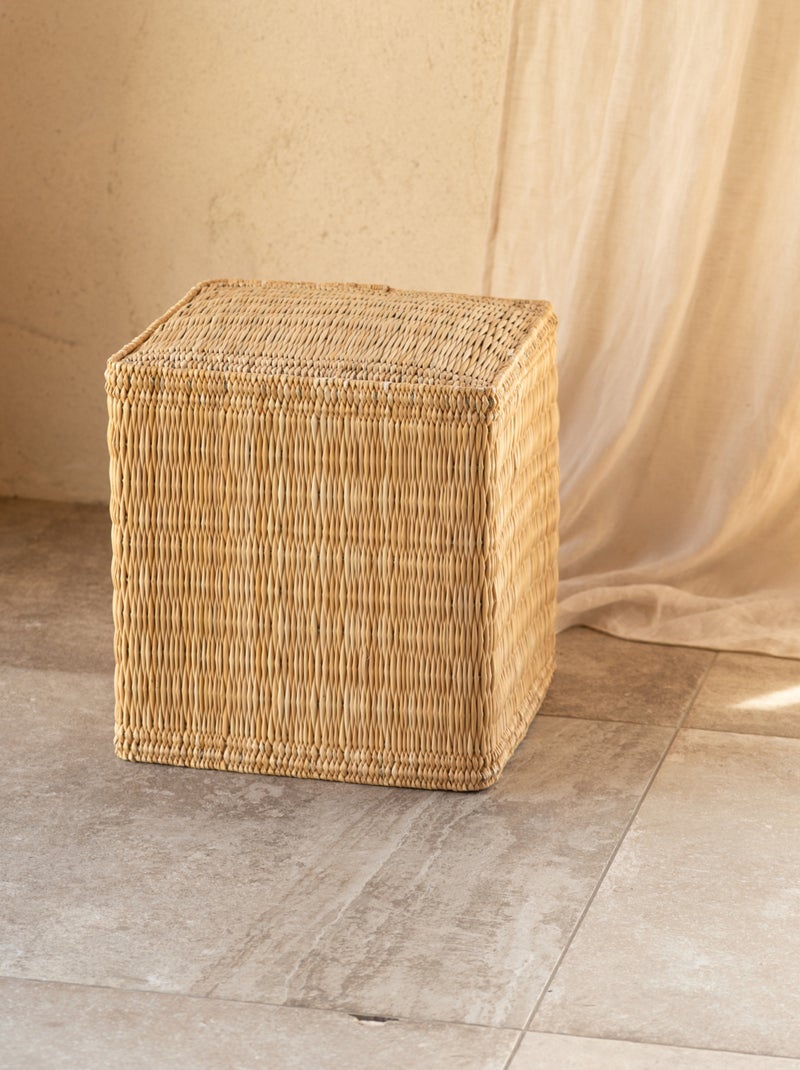 Pouf di paglia intrecciato a mano Beige conchiglia - Kiabi