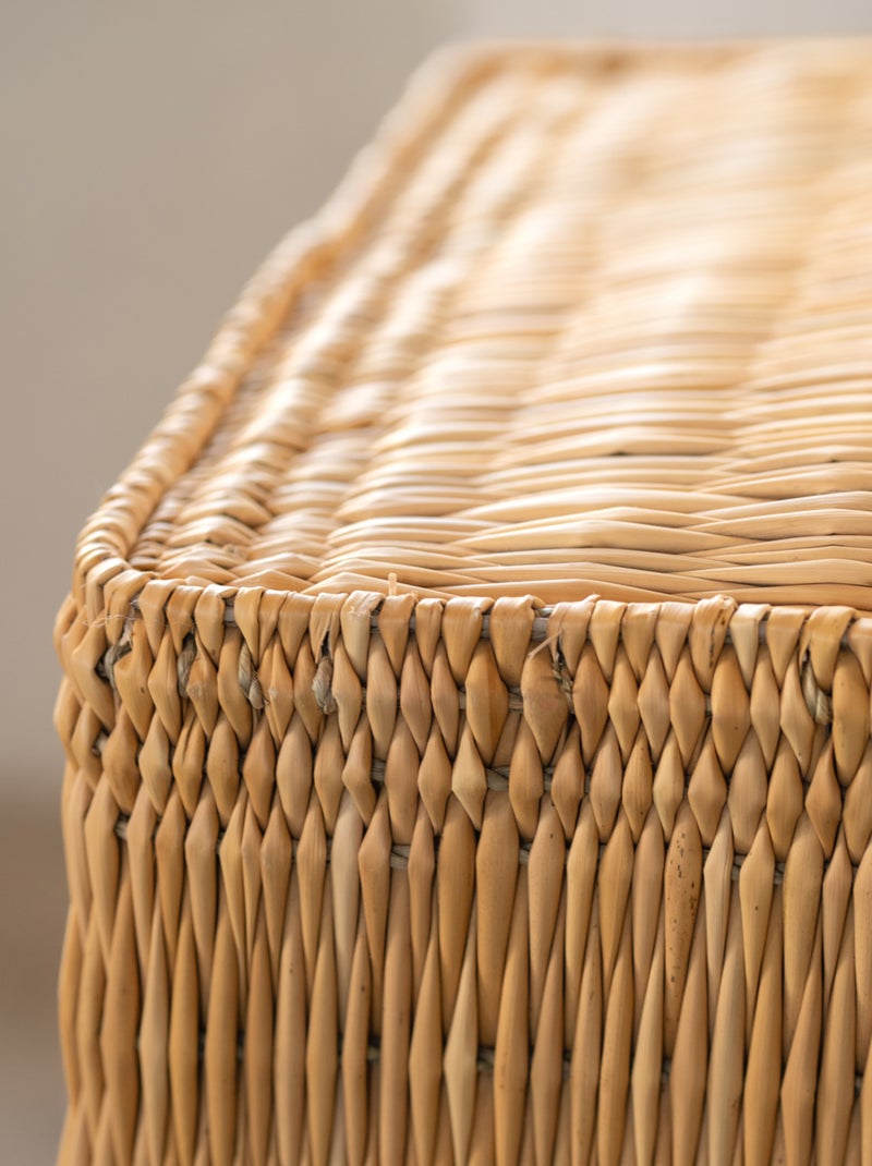 Pouf di paglia intrecciato a mano Beige conchiglia - Kiabi