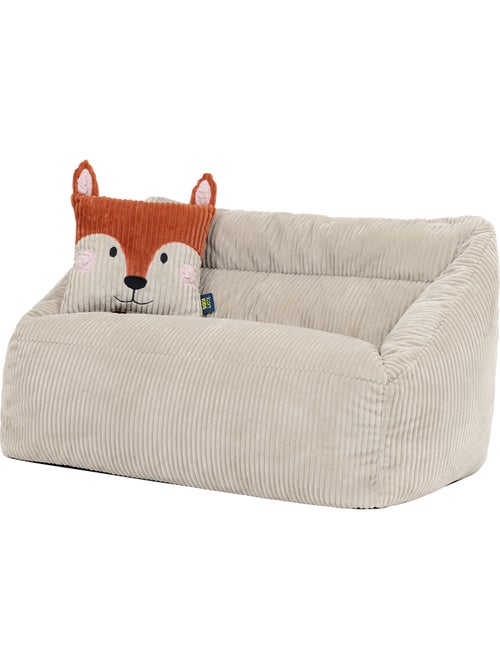 Pouf divano per bambini con cuscino a forma di animale coordinato in velluto a coste - icon - Kiabi