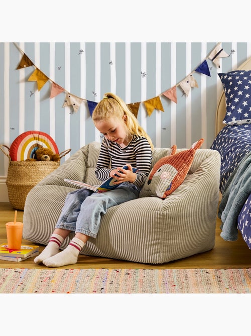 Pouf divano per bambini con cuscino a forma di animale coordinato in velluto a coste - icon - Kiabi