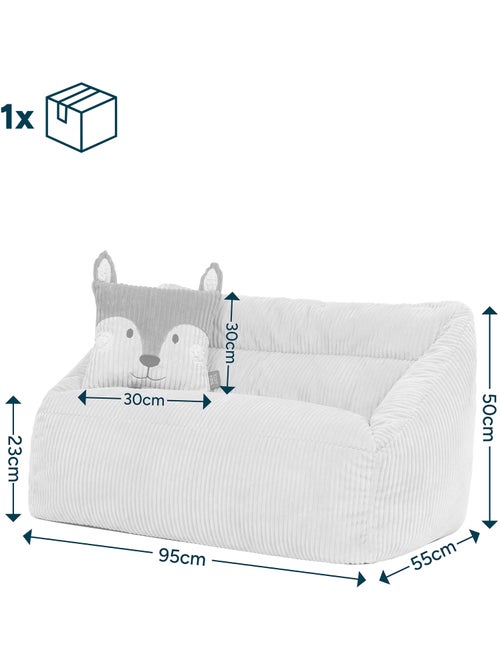 Pouf divano per bambini con cuscino a forma di animale coordinato in velluto a coste - icon - Kiabi