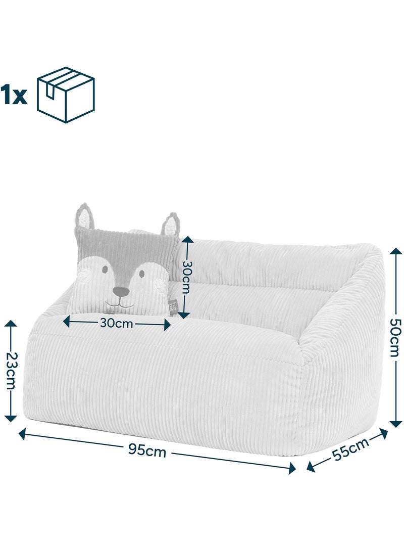 Pouf divano per bambini con cuscino a forma di animale coordinato in velluto a coste - icon Beige - Kiabi