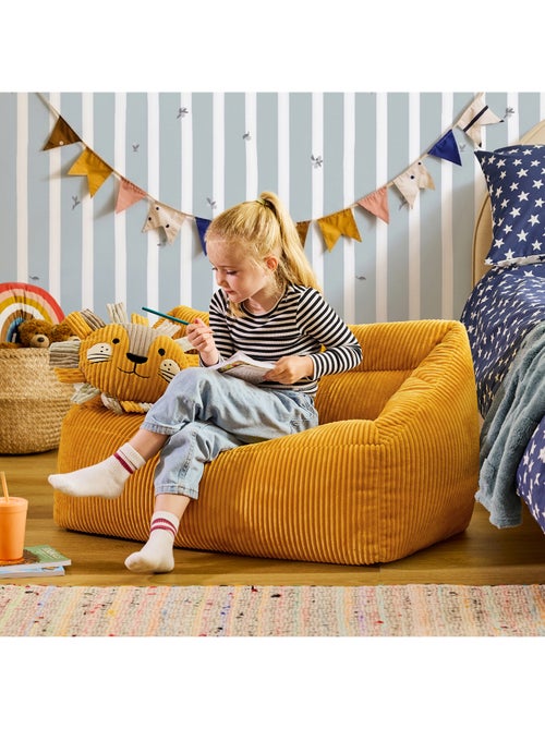 Pouf divano per bambini con cuscino a forma di animale coordinato in velluto a coste - icon - Kiabi
