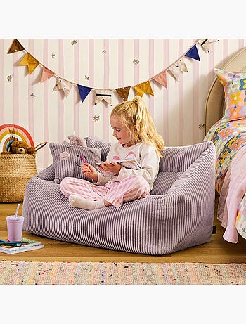 Pouf divano per bambini con cuscino a forma di animale coordinato in velluto a coste - icon