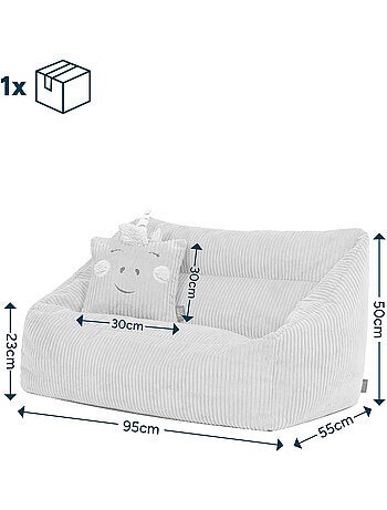 Pouf divano per bambini con cuscino a forma di animale coordinato in velluto a coste - icon