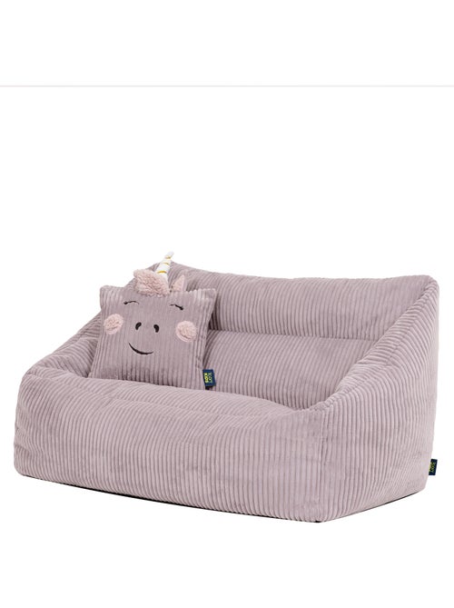 Pouf divano per bambini con cuscino a forma di animale coordinato in velluto a coste - icon - Kiabi