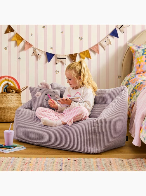 Pouf divano per bambini con cuscino a forma di animale coordinato in velluto a coste - icon - Kiabi
