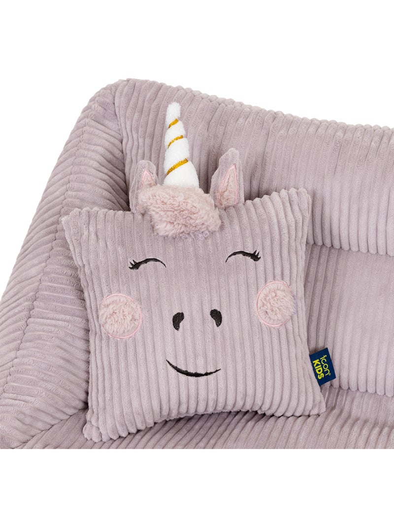 Pouf divano per bambini con cuscino a forma di animale coordinato in velluto a coste - icon Malva lilla - Kiabi