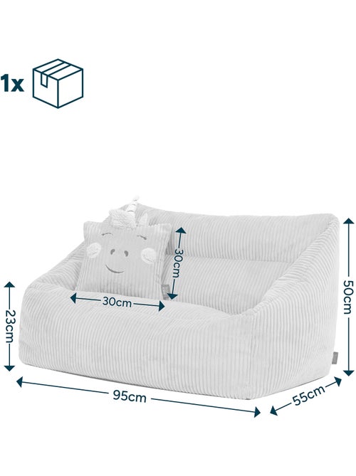 Pouf divano per bambini con cuscino a forma di animale coordinato in velluto a coste - icon - Kiabi
