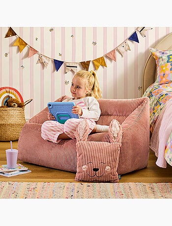 Pouf divano per bambini con cuscino a forma di animale coordinato in velluto a coste - icon