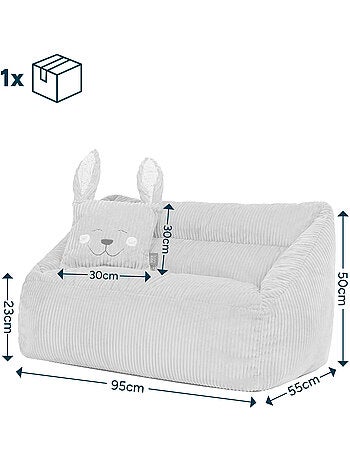 Pouf divano per bambini con cuscino a forma di animale coordinato in velluto a coste - icon