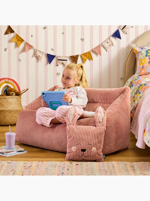 Pouf divano per bambini con cuscino a forma di animale coordinato in velluto a coste - icon - Kiabi