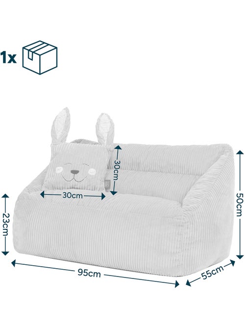 Pouf divano per bambini con cuscino a forma di animale coordinato in velluto a coste - icon - Kiabi